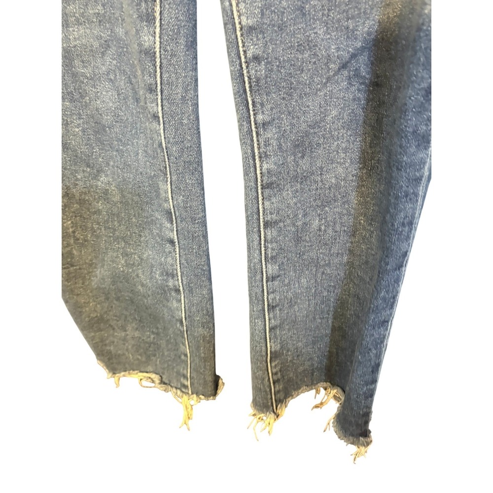 Paige High Rise Straight Leg Raw Hem Jeans Blue Denim Size 27 - Picture 3 of 5